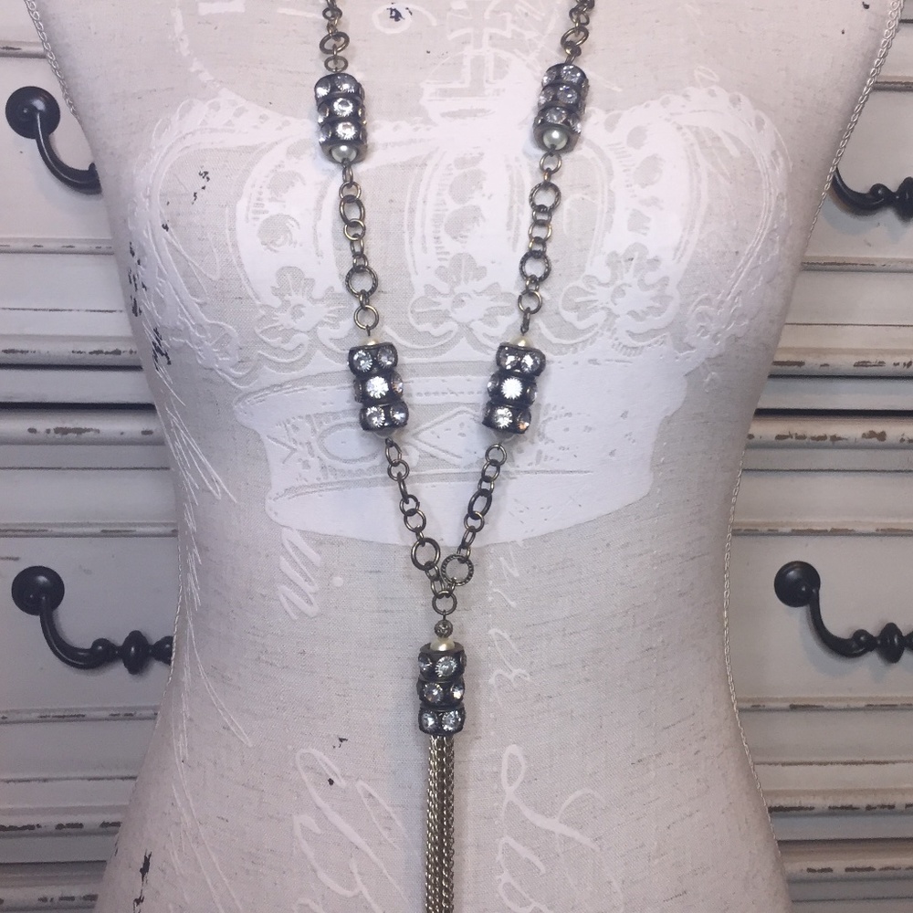Long tassel (gold/brass/patina) Necklace